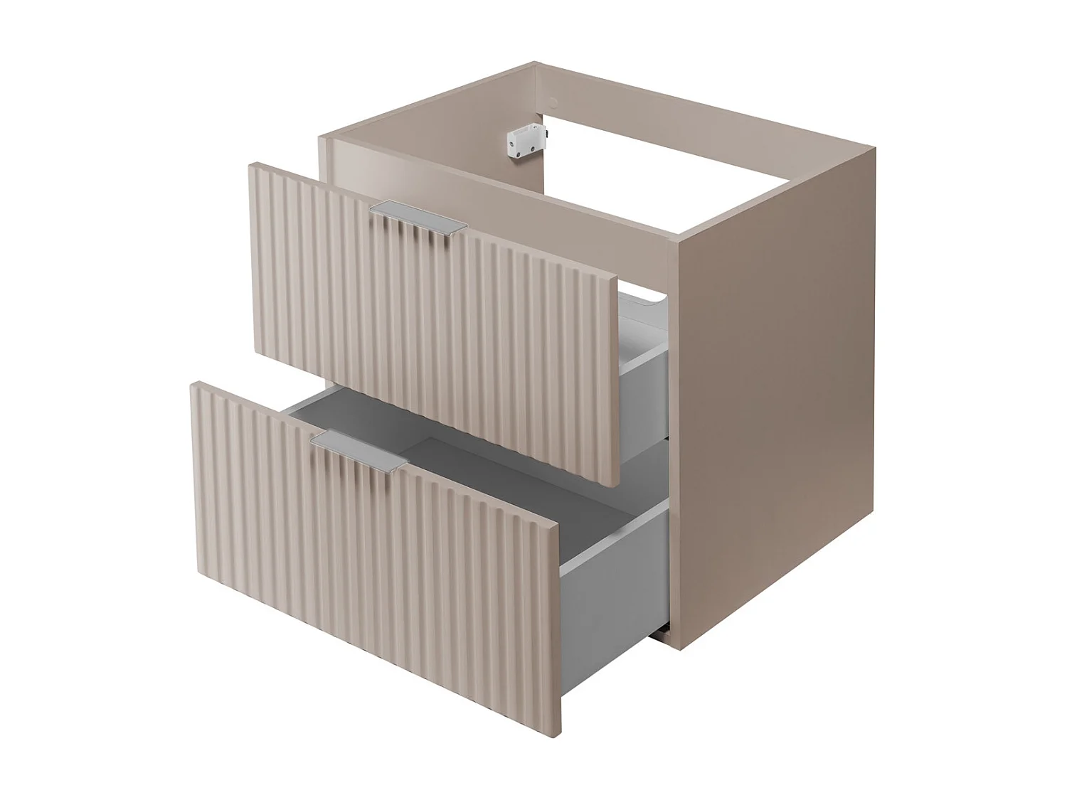 Meuble vasque, Cachemire, 60 x 57 x 46 cm, poignée argentée, sans plateau