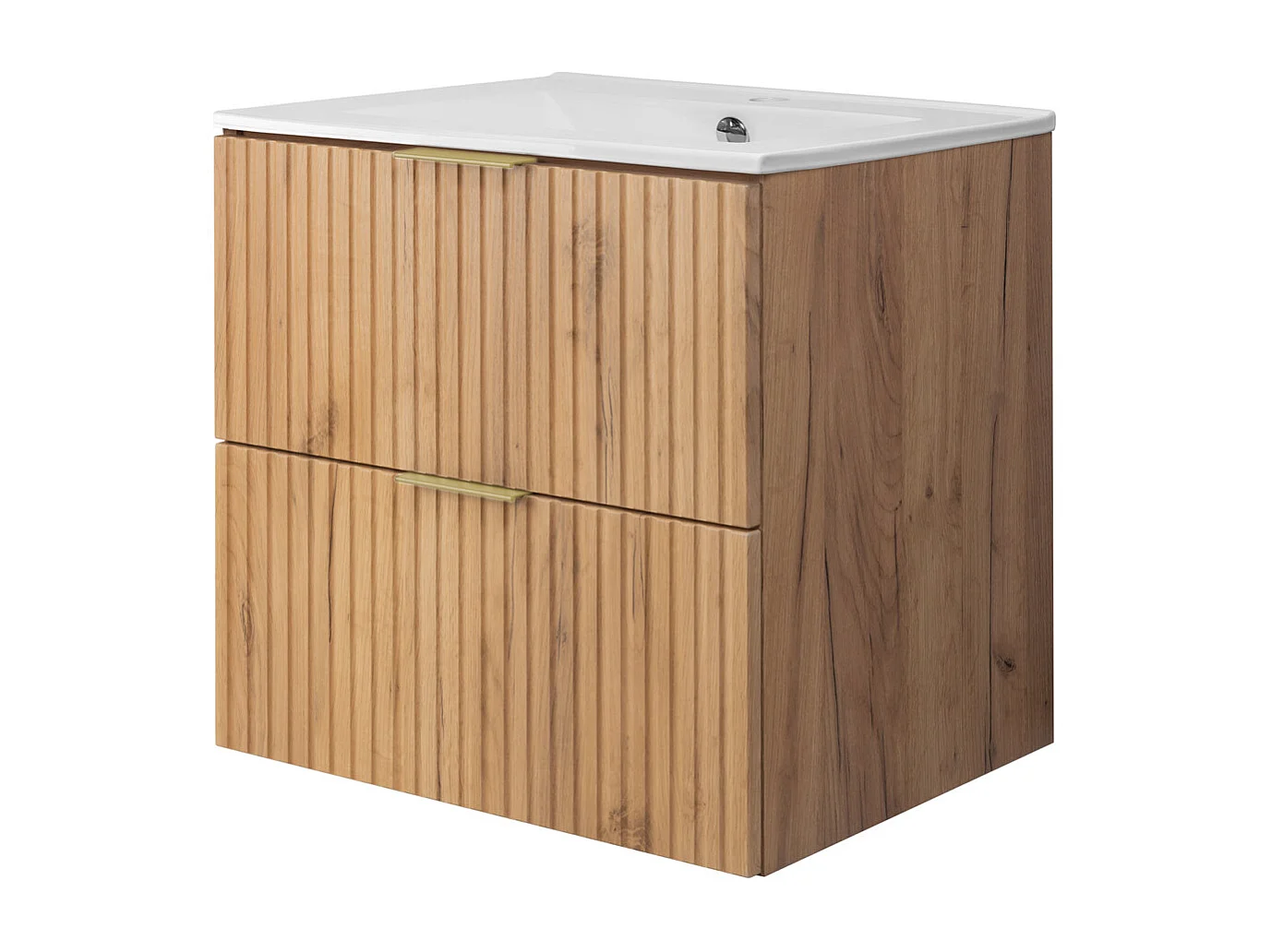 Wastafelmeubel, Eik Craft, 60 x 57 x 46 cm, gouden greep, zonder bovenblad