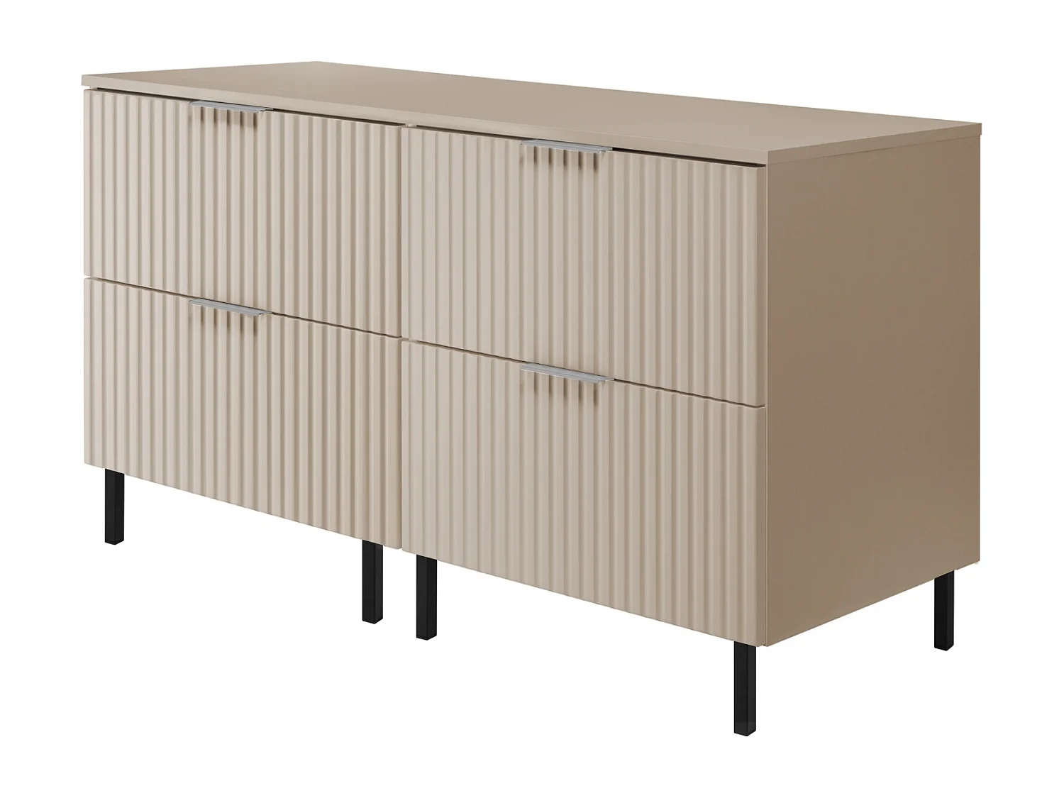 Szafka pod umywalkę, Kaszmir, 120 (2 x 60) x 77 x 46 cm, uchwyt srebrny, nogi czarne + Blat