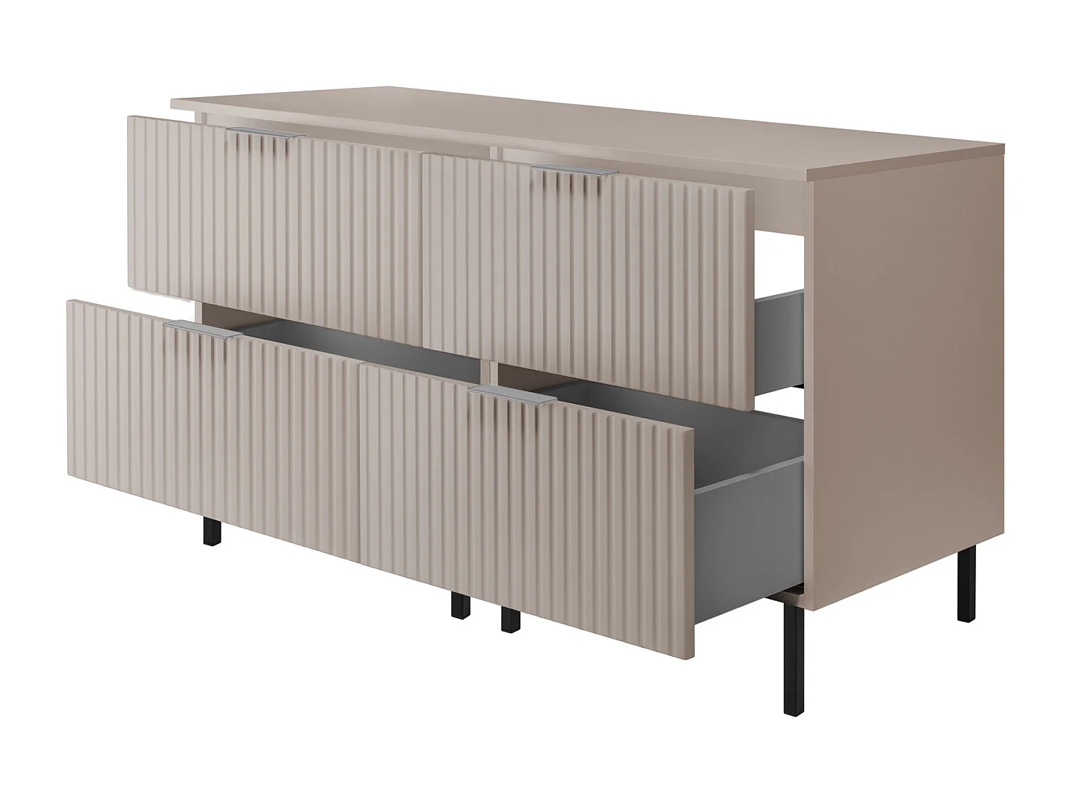 Szafka pod umywalkę, Kaszmir, 120 (2 x 60) x 77 x 46 cm, uchwyt srebrny, nogi czarne + Blat