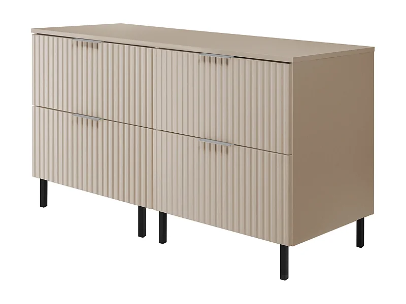 Meuble vasque, Cachemire, 120 (2 x 60) x 77 x 46 cm, poignée argentée, pieds noirs + Plan de travail