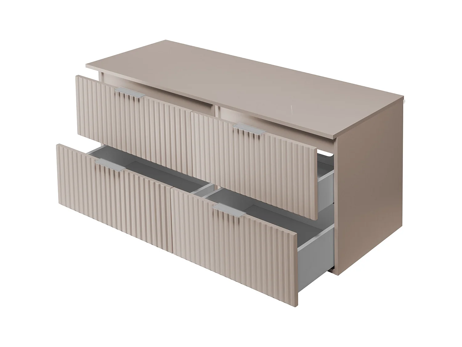 Wastafelmeubel, Kasjmier, 120 (2 x 60) x 57 x 46 cm, zilveren greep + Blad