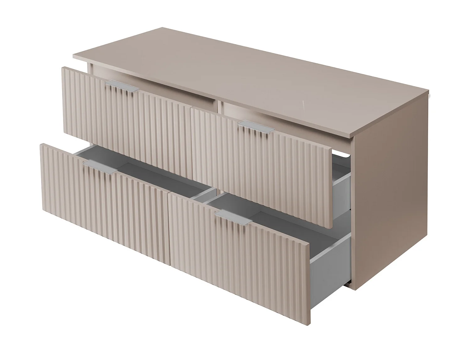 Meuble vasque, Cachemire, 120 (2 x 60) x 57 x 46 cm, poignée argentée + Plan de travail