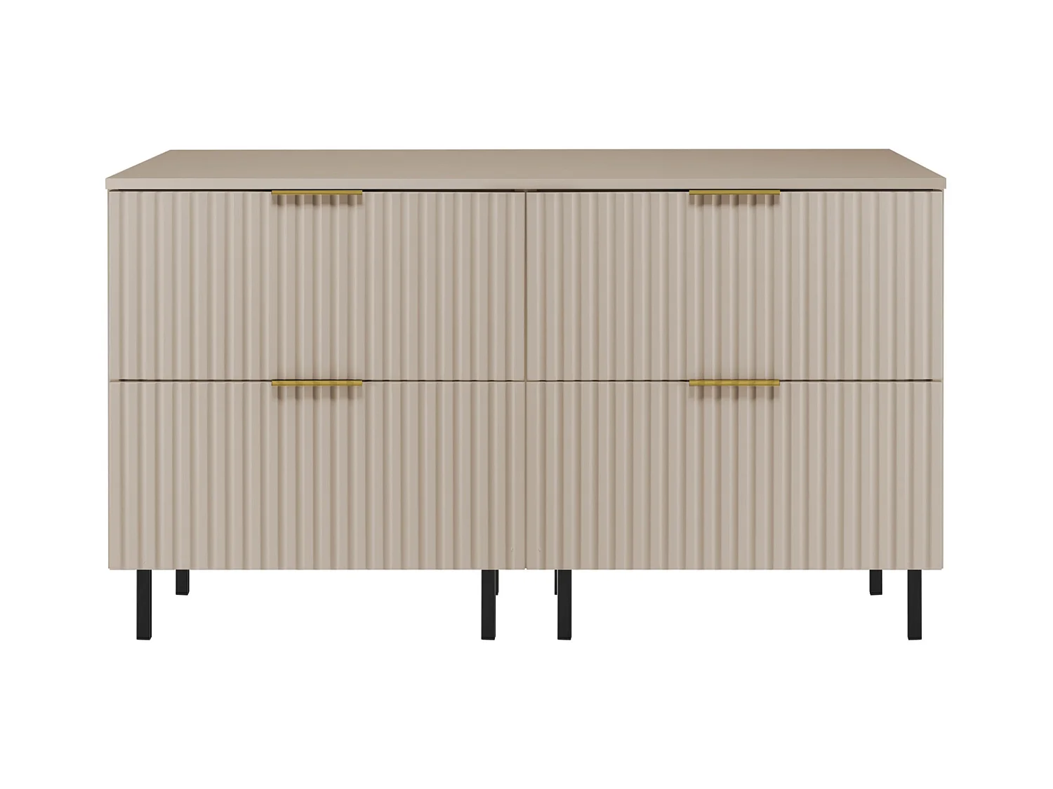 Meuble vasque, Cachemire, 120 (2 x 60) x 77 x 46 cm, poignée dorée, pieds noirs + Plan de travail