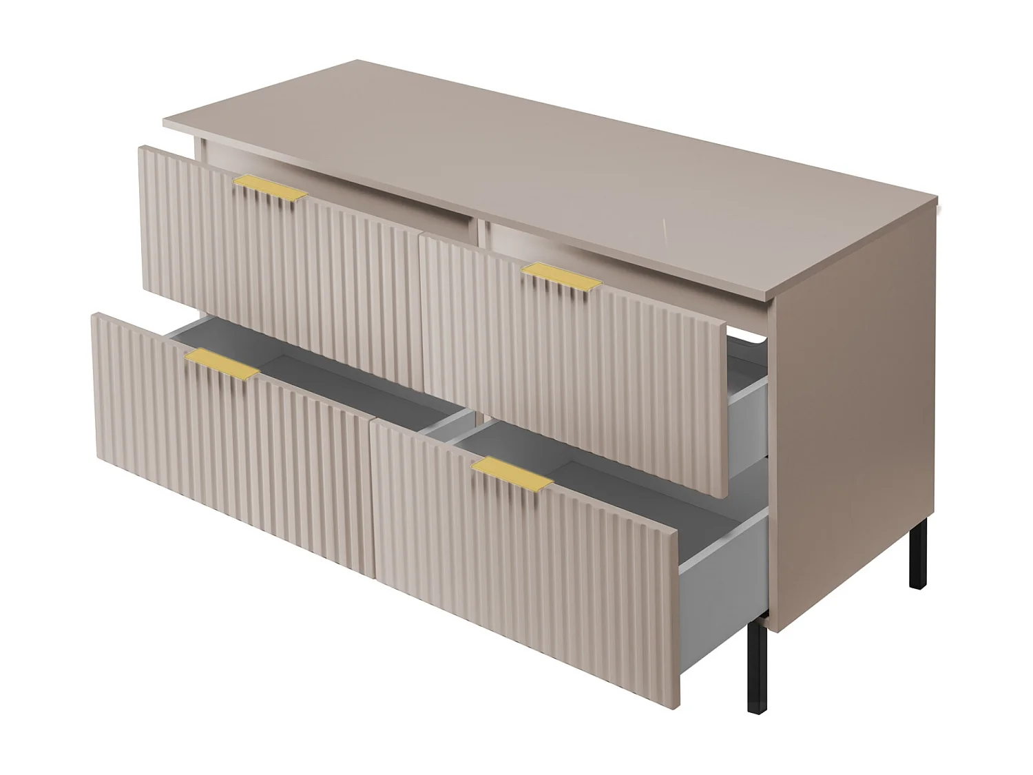 Mobile lavabo, Cashmere, 120 (2 x 60) x 77 x 46 cm, maniglia oro, gambe nere + Piano