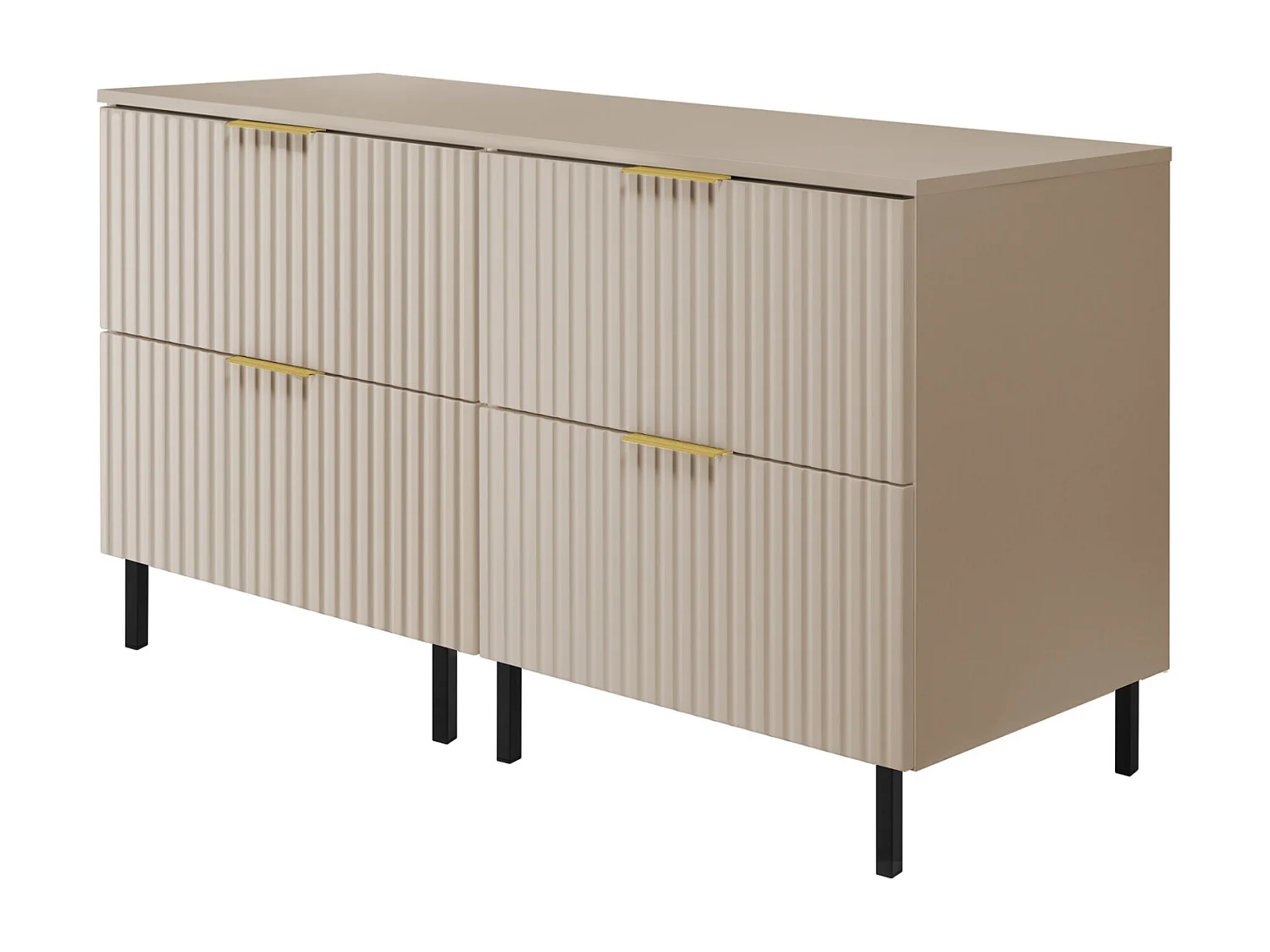 Szafka pod umywalkę, Kaszmir, 120 (2 x 60) x 77 x 46 cm, uchwyt złoty, nogi czarne + Blat