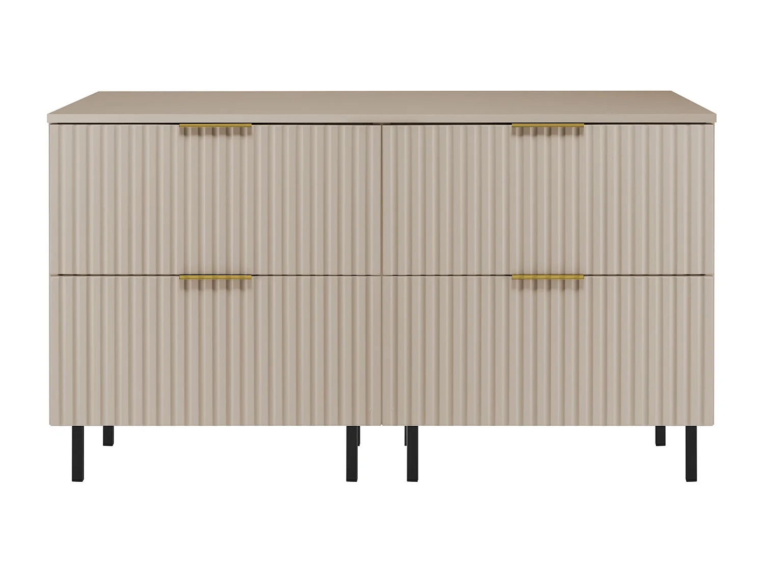 Szafka pod umywalkę, Kaszmir, 120 (2 x 60) x 77 x 46 cm, uchwyt złoty, nogi czarne + Blat