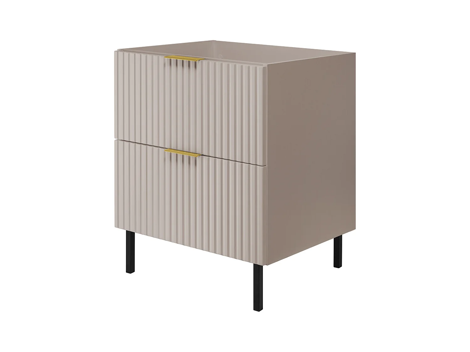 Mobile lavabo, Cashmere, 60 x 77 x 46 cm, maniglia oro, gambe nere, senza piano