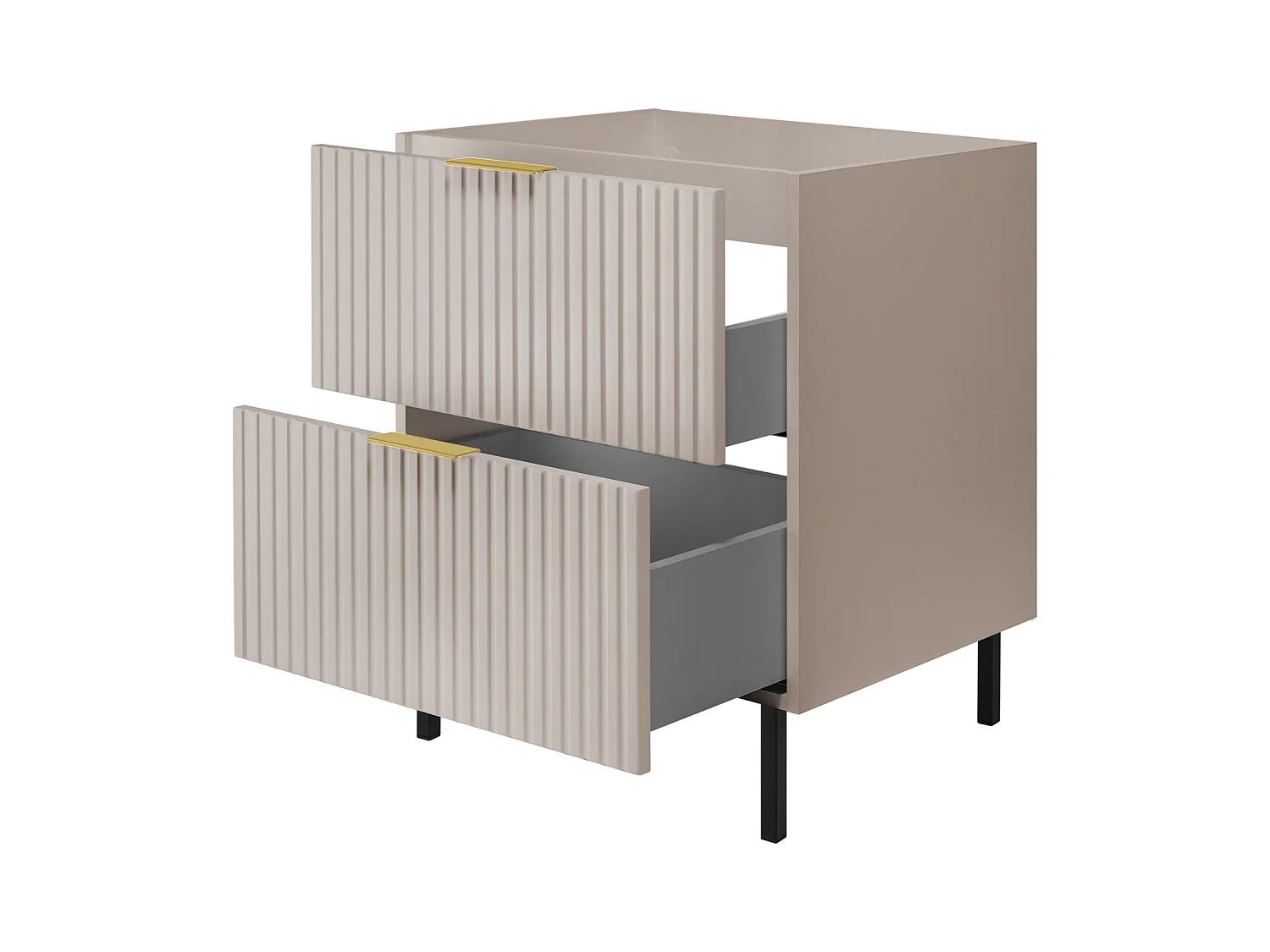 Mobile lavabo, Cashmere, 60 x 77 x 46 cm, maniglia oro, gambe nere, senza piano