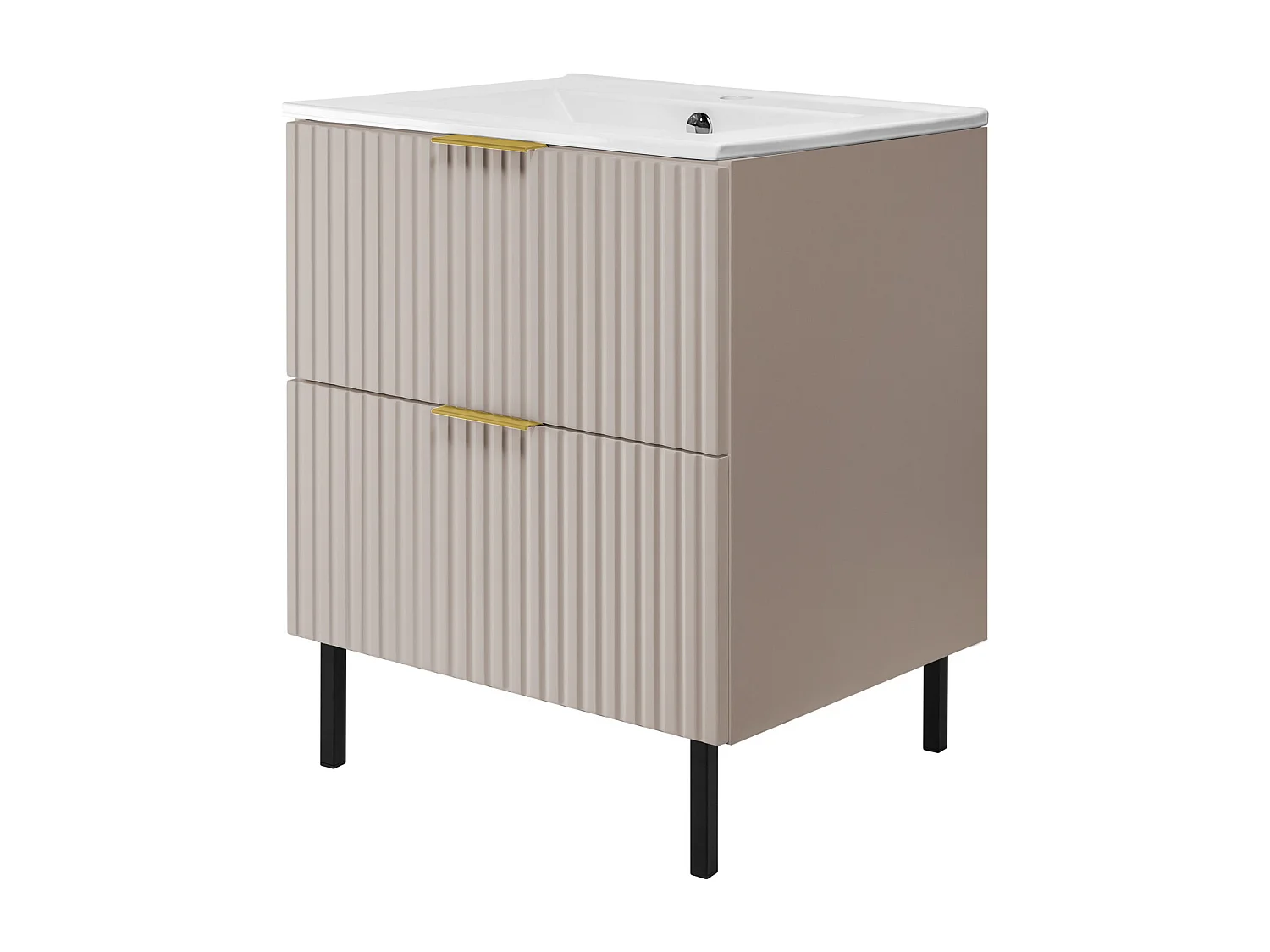 Szafka pod umywalkę, Kaszmir, 60 x 77 x 46 cm, uchwyt złoty, nogi czarne, bez blatu