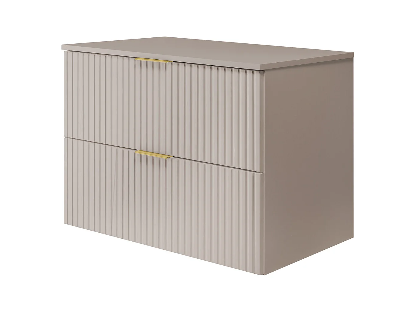 Waschbeckunterschrank, Kaschmir, 80 x 57 x 46 cm, goldener Griff + Arbeitsplatte