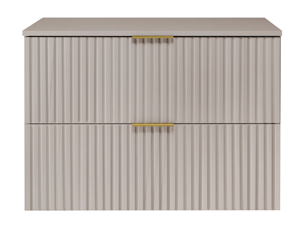 Waschbeckunterschrank, Kaschmir, 80 x 57 x 46 cm, goldener Griff + Arbeitsplatte