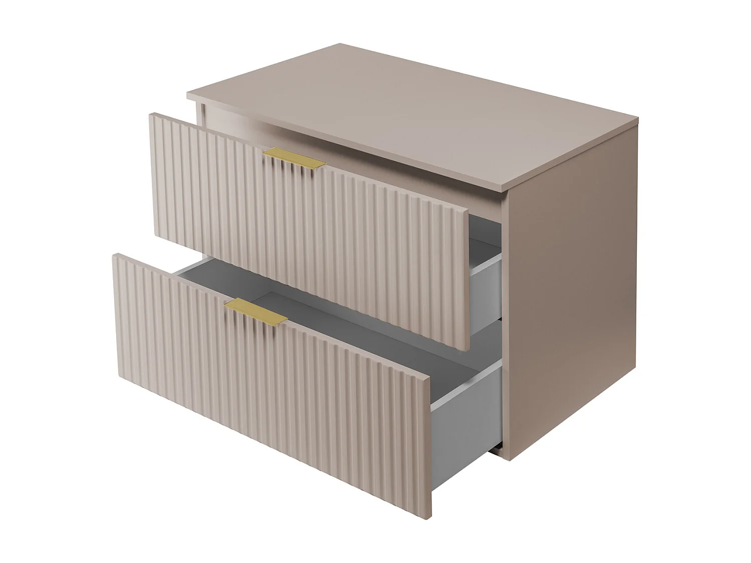 Waschbeckunterschrank, Kaschmir, 80 x 57 x 46 cm, goldener Griff + Arbeitsplatte