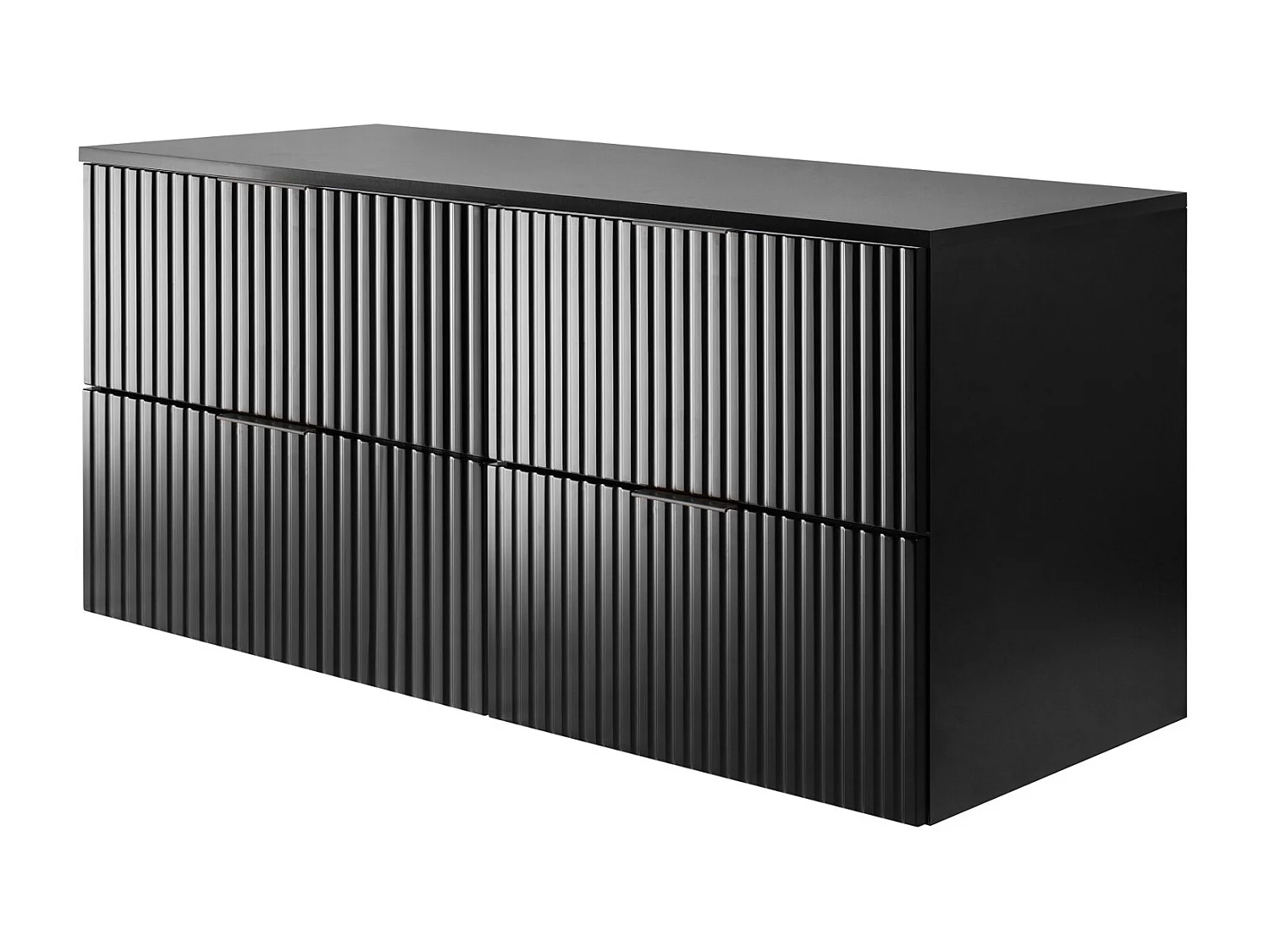 Mueble de lavabo, Negro, 120 (2 x 60) x 57 x 46 cm, tirador negro + Encimera