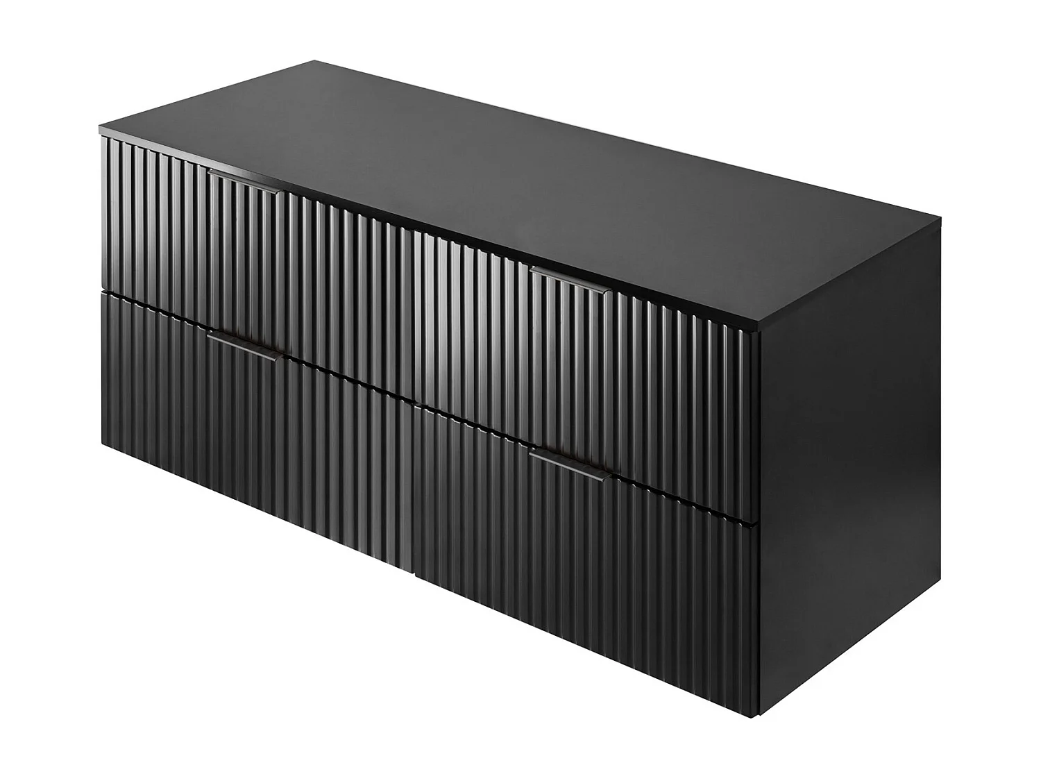 Meuble vasque, Noir, 120 (2 x 60) x 57 x 46 cm, poignée noire + Plan de travail