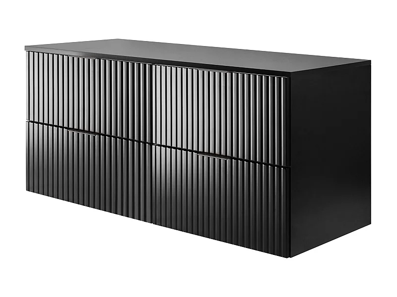 Mueble de lavabo, Negro, 120 (2 x 60) x 57 x 46 cm, tirador negro + Encimera