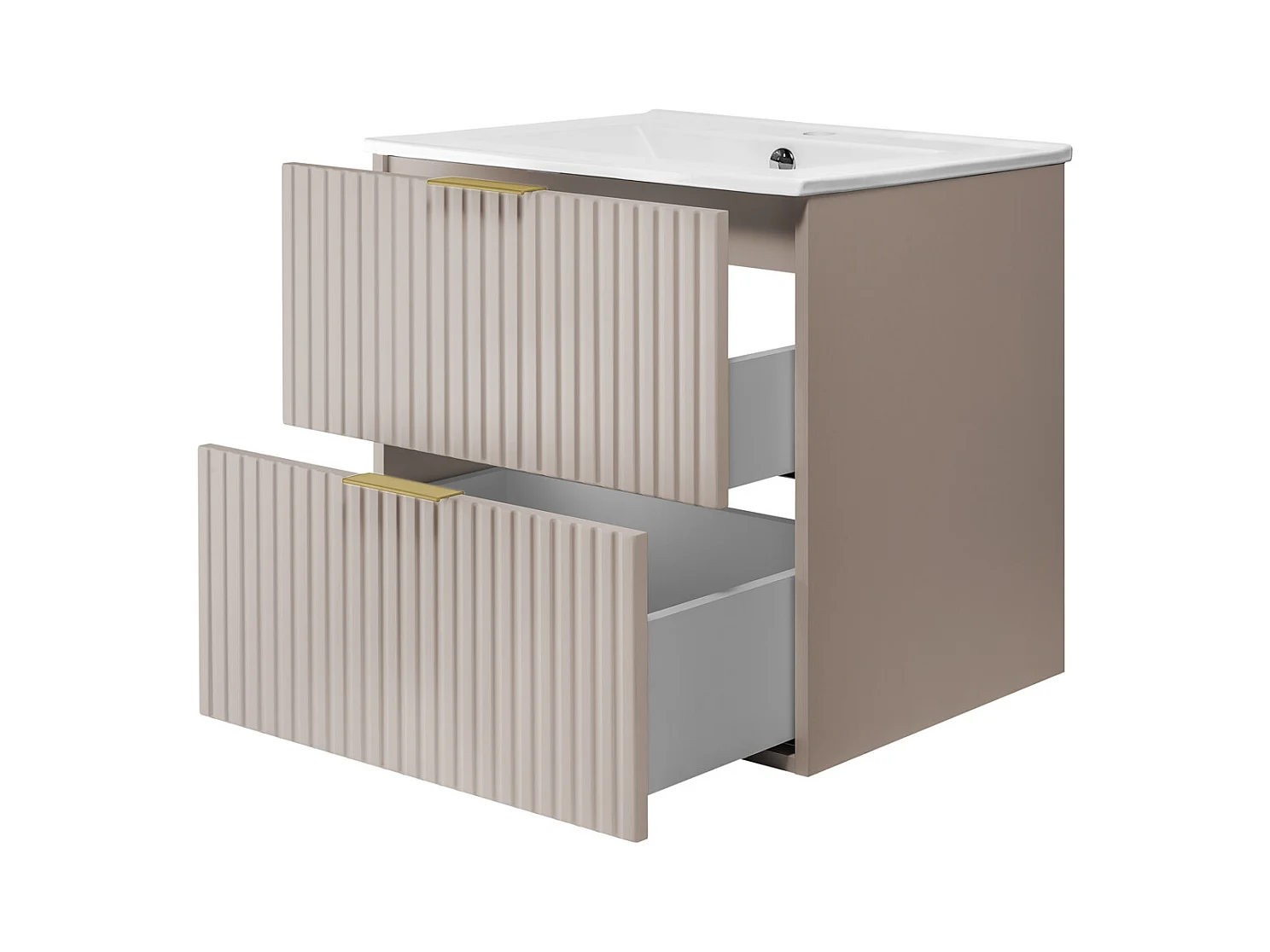 Meuble vasque, Cachemire, 60 x 57 x 46 cm, poignée dorée, sans plateau