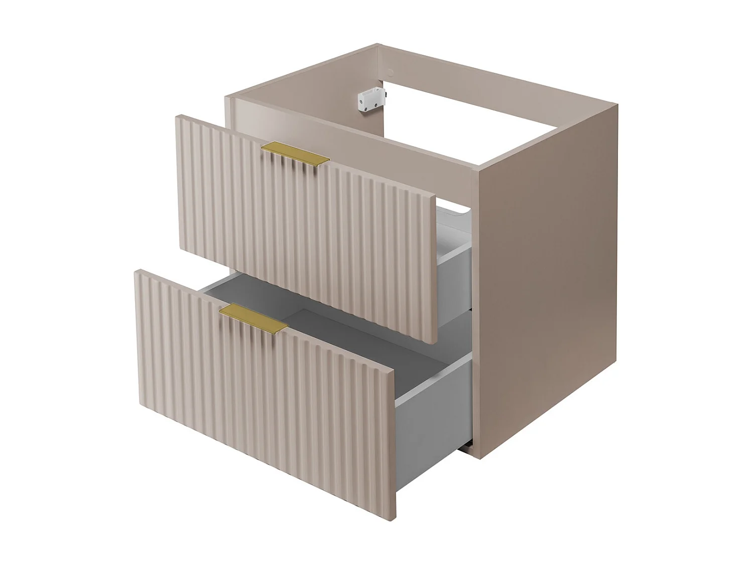 Meuble vasque, Cachemire, 60 x 57 x 46 cm, poignée dorée, sans plateau