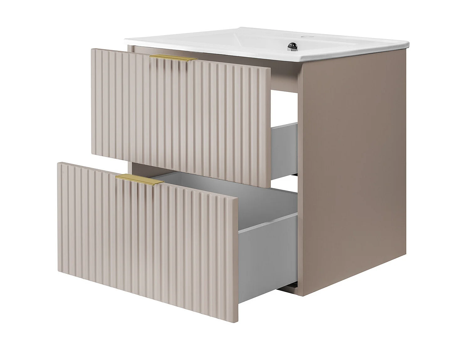 Meuble vasque, Cachemire, 60 x 57 x 46 cm, poignée dorée, sans plateau