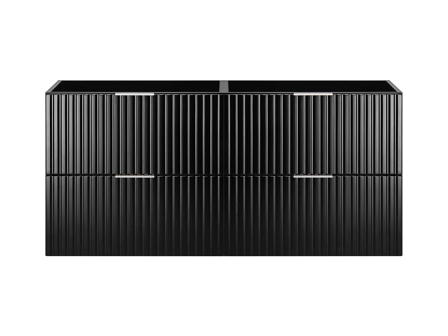 Meuble vasque, Noir, 120 (2 x 60) x 57 x 46 cm, poignée argentée, sans plateau