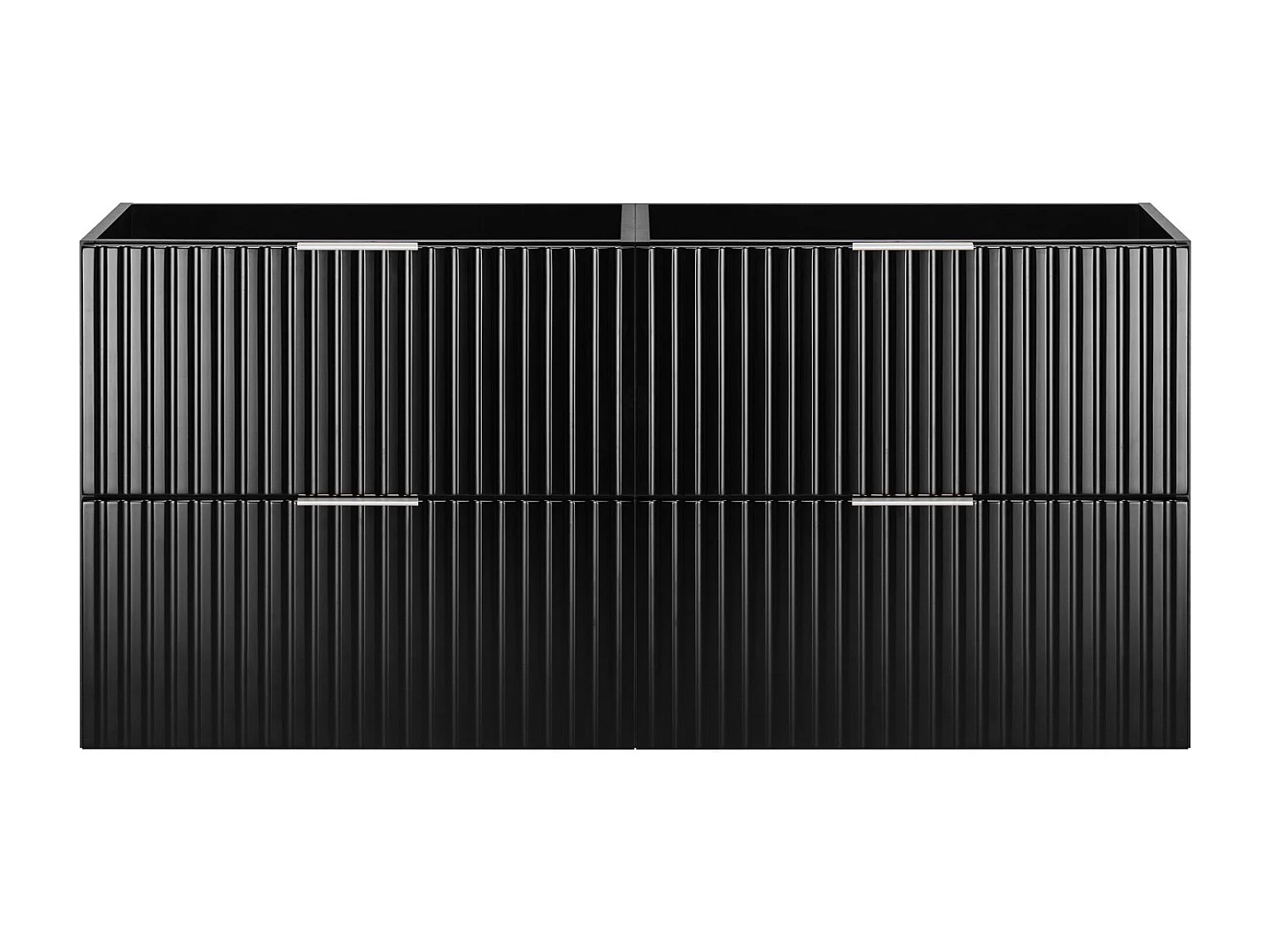 Meuble vasque, Noir, 120 (2 x 60) x 57 x 46 cm, poignée argentée, sans plateau