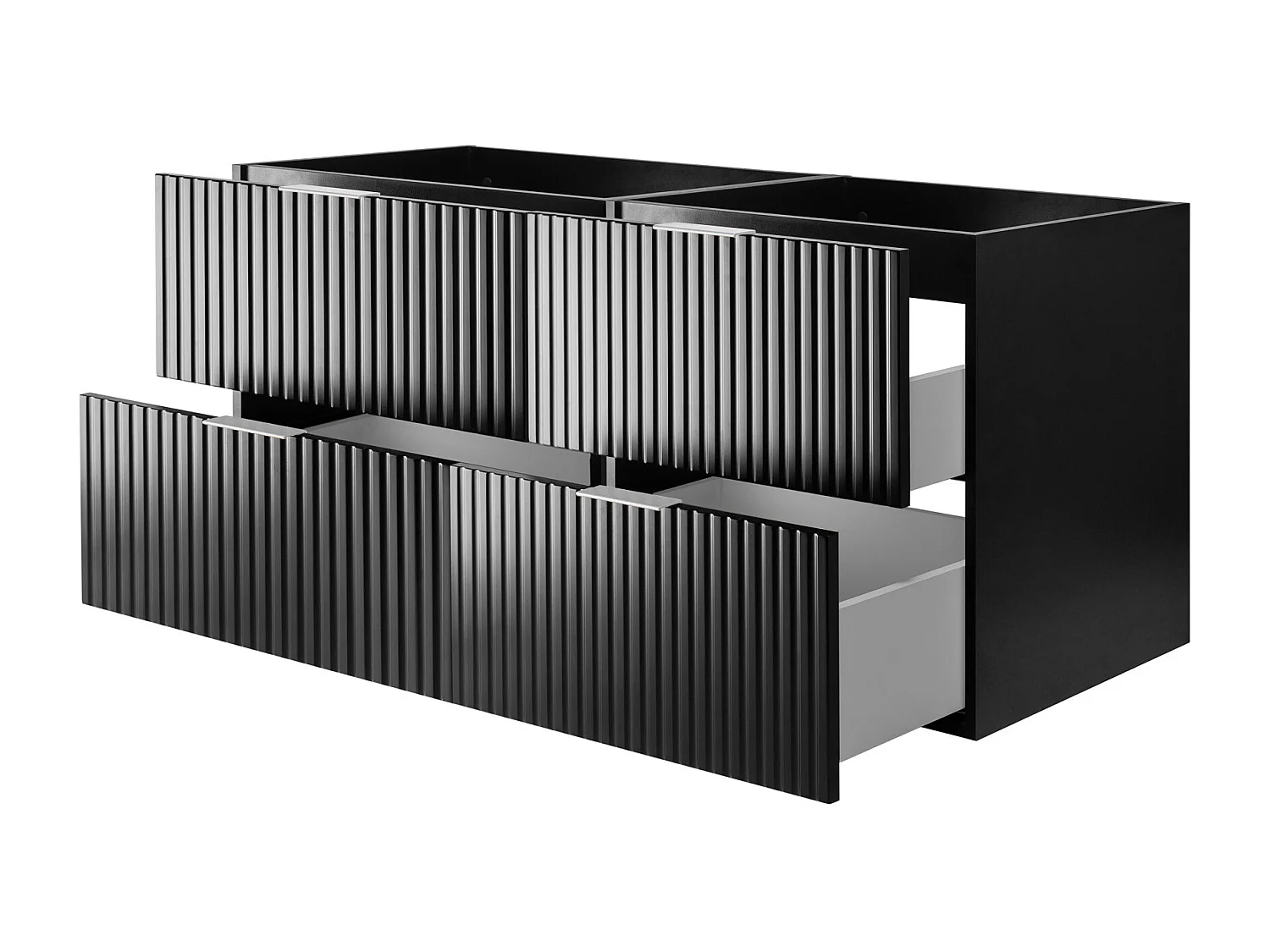 Meuble vasque, Noir, 120 (2 x 60) x 57 x 46 cm, poignée argentée, sans plateau