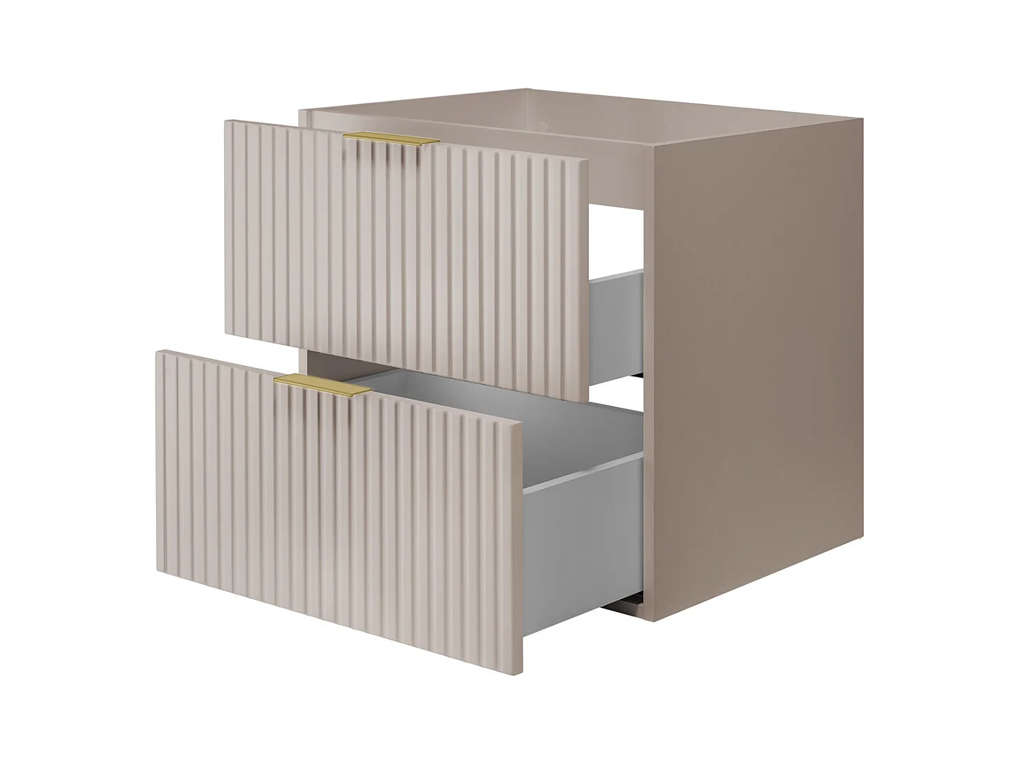 Waschbeckunterschrank, Kaschmir, 60 x 57 x 46 cm, goldener Griff + Arbeitsplatte