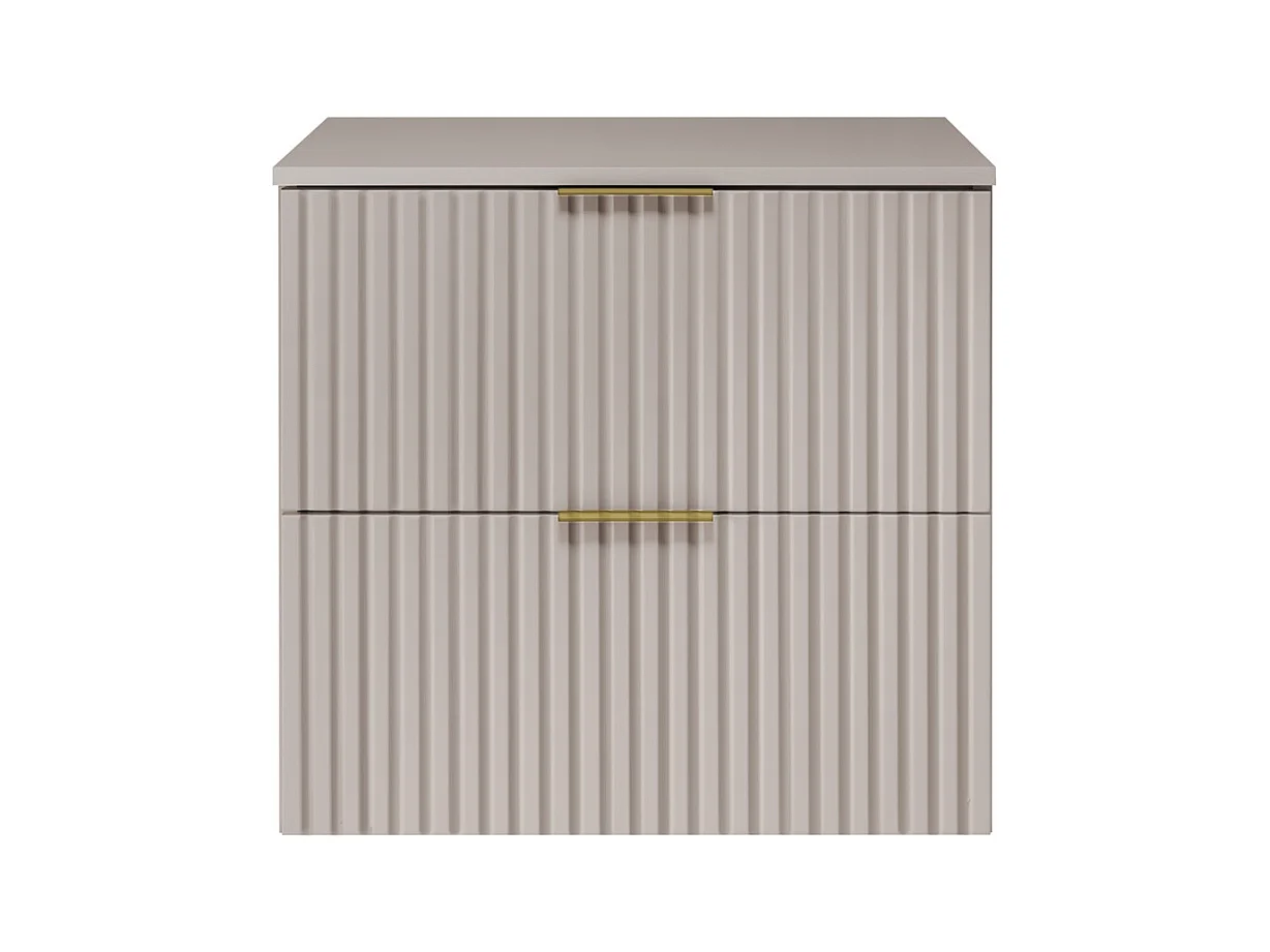 Waschbeckunterschrank, Kaschmir, 60 x 57 x 46 cm, goldener Griff + Arbeitsplatte