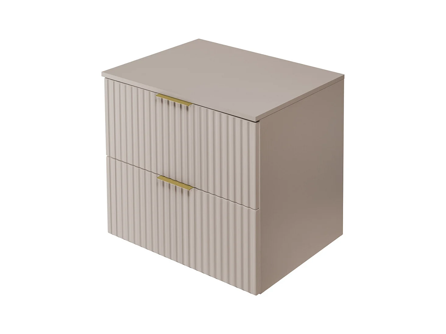 Waschbeckunterschrank, Kaschmir, 60 x 57 x 46 cm, goldener Griff + Arbeitsplatte