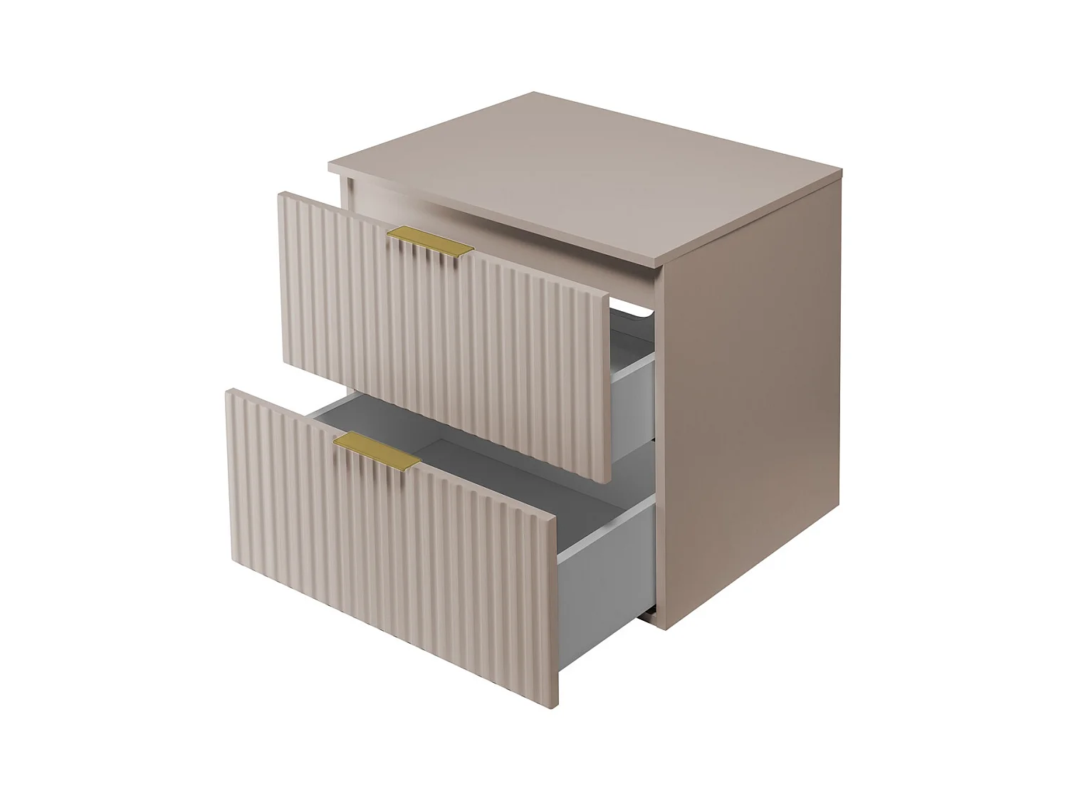 Waschbeckunterschrank, Kaschmir, 60 x 57 x 46 cm, goldener Griff + Arbeitsplatte