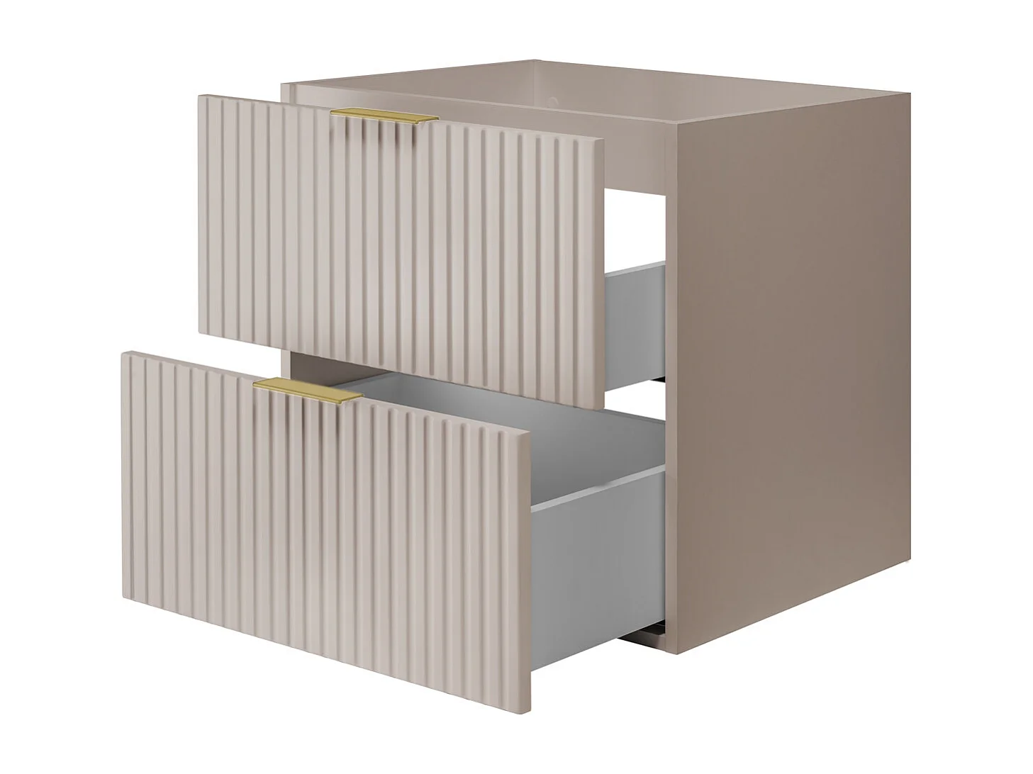 Waschbeckunterschrank, Kaschmir, 60 x 57 x 46 cm, goldener Griff + Arbeitsplatte