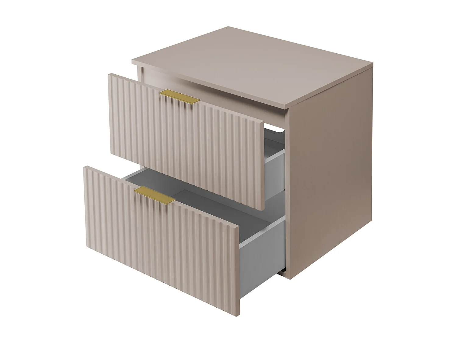 Waschbeckunterschrank, Kaschmir, 60 x 57 x 46 cm, goldener Griff + Arbeitsplatte