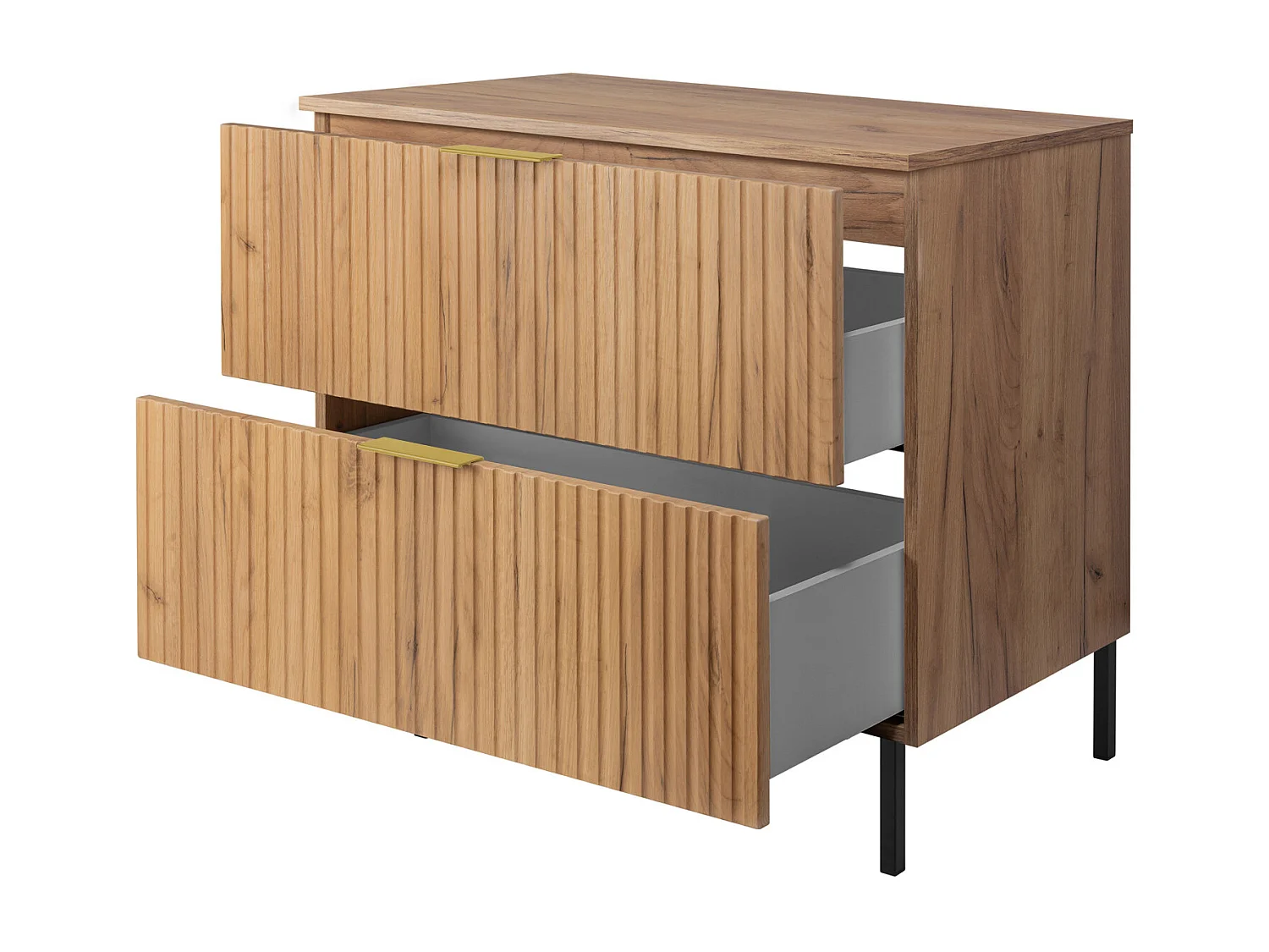Mobile lavabo, rovere Craft, 80 x 77 x 46 cm, maniglia dorata, gambe nere + piano di lavoro