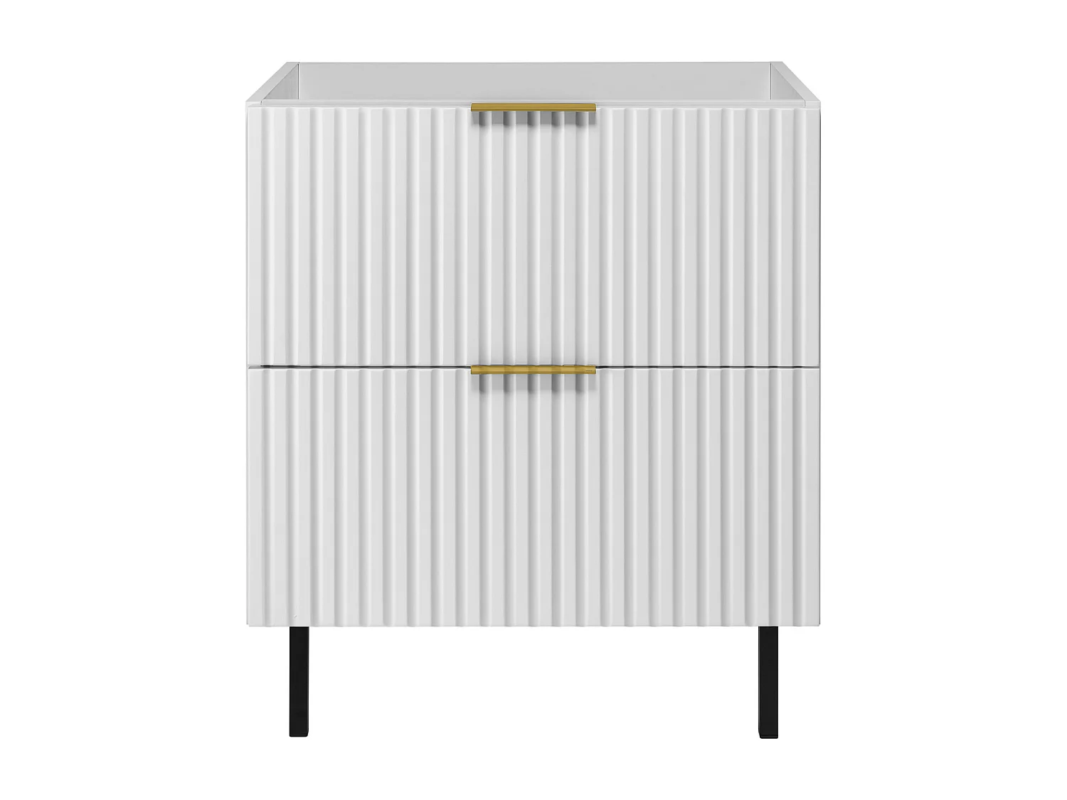 Meuble vasque, Blanc, 60 x 77 x 46 cm, poignée dorée, pieds noirs, sans plateau