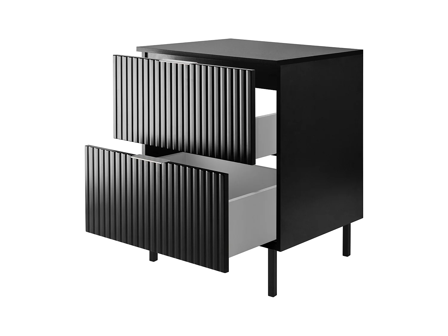 Meuble vasque, Noir, 60 x 77 x 46 cm, poignée argentée, pieds noirs + Plan de travail