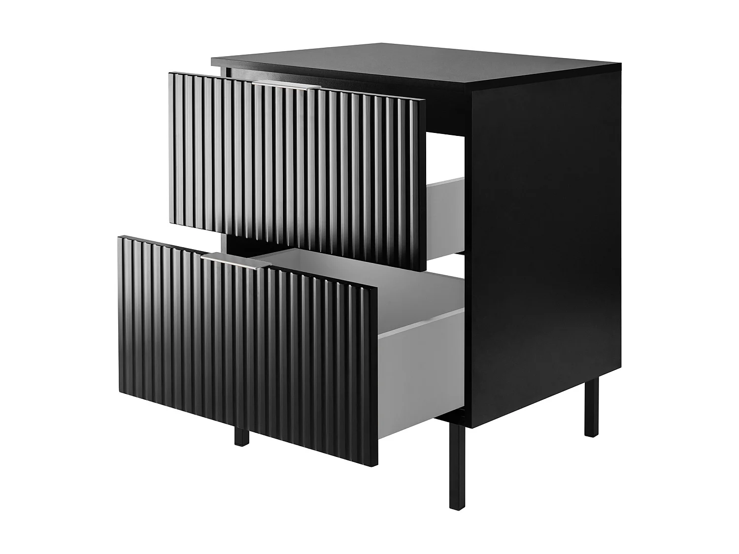 Mueble de lavabo, Negro, 60 x 77 x 46 cm, tirador plata, patas Negros + Encimera