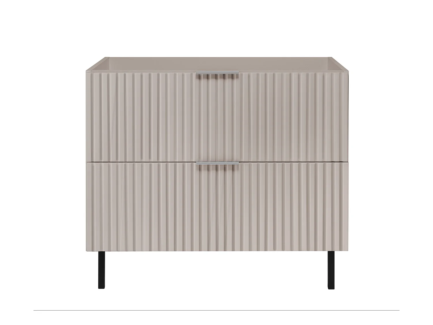 Meuble vasque, Cachemire, 80 x 77 x 46 cm, poignée argentée, pieds noirs, sans plateau