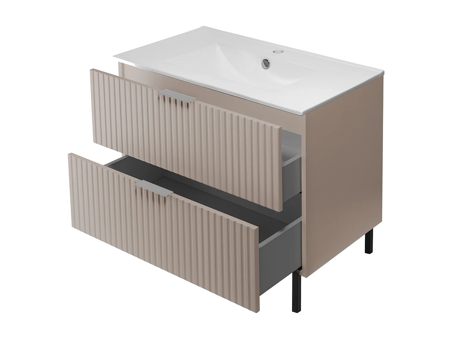 Szafka pod umywalkę, Kaszmir, 80 x 77 x 46 cm, uchwyt srebrny, nogi czarne, bez blatu