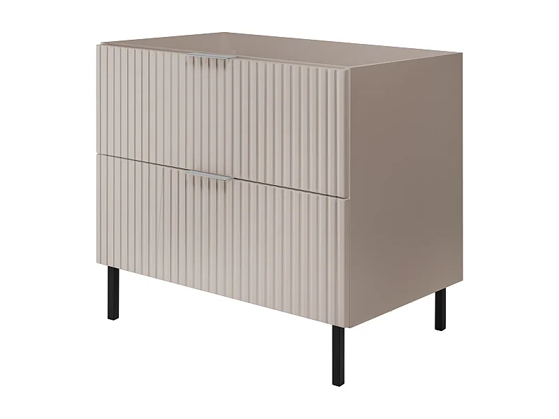 Waschbeckunterschrank, Kaschmir, 80 x 77 x 46 cm, silberner Griff, schwarze Beine, ohne Top