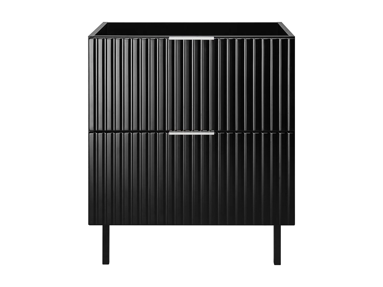 Meuble vasque, Noir, 60 x 77 x 46 cm, poignée argentée, pieds noirs, sans plateau