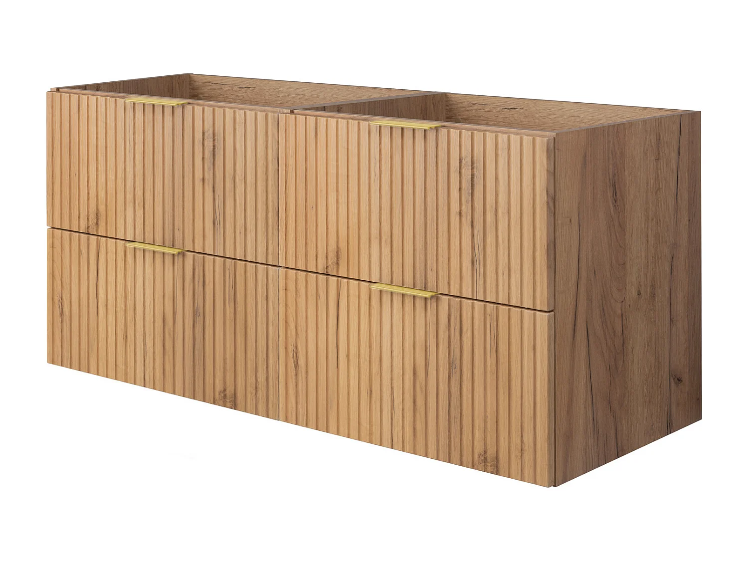 Waschbeckunterschrank, Eiche Craft, 120 (2 x 60) x 57 x 46 cm, Griff Gold, ohne Arbeitsplatte