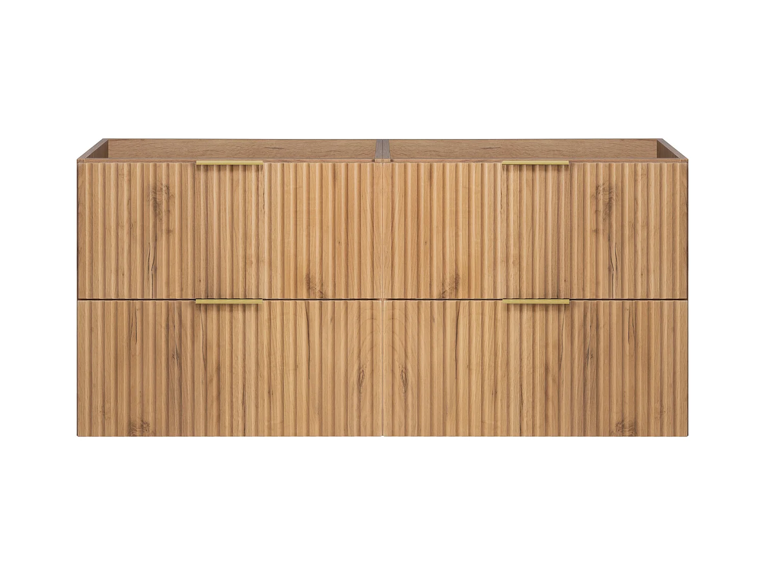 Waschbeckunterschrank, Eiche Craft, 120 (2 x 60) x 57 x 46 cm, Griff Gold, ohne Arbeitsplatte