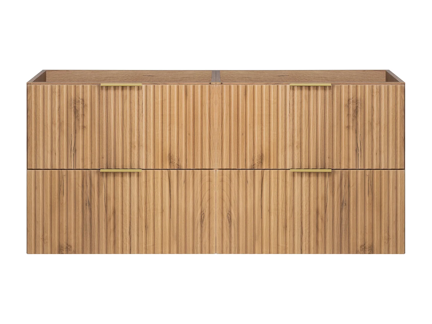 Szafka pod umywalkę, Dąb Craft, 120 (2 x 60) x 57 x 46 cm, uchwyt złoty, bez blatu