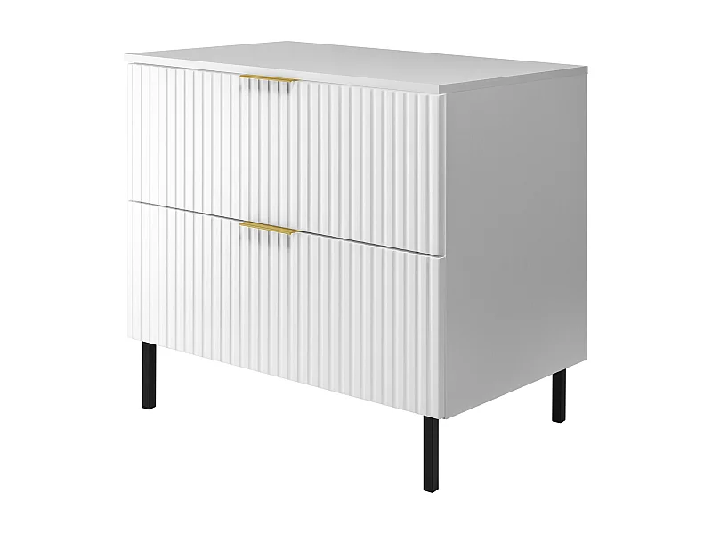 Szafka pod umywalkę, Biały 80 x 77 x 46 cm uchwyt złoty nogi czarne + Blat