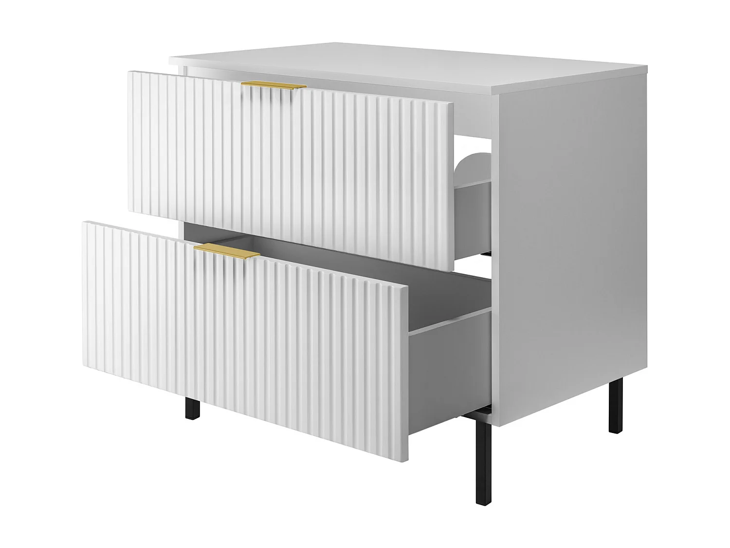 Szafka pod umywalkę, biała, 80 x 77 x 46 cm, uchwyt złoty, nogi czarne + blat