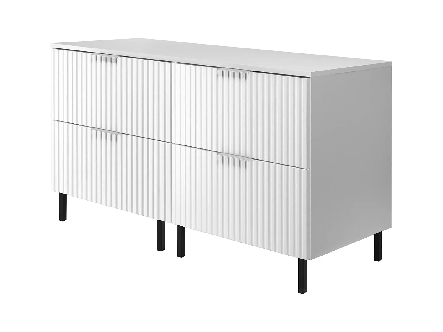 Meuble vasque, Blanc, 120 (2 x 60) x 77 x 46 cm, poignée argentée, pieds noirs + Plan de travail