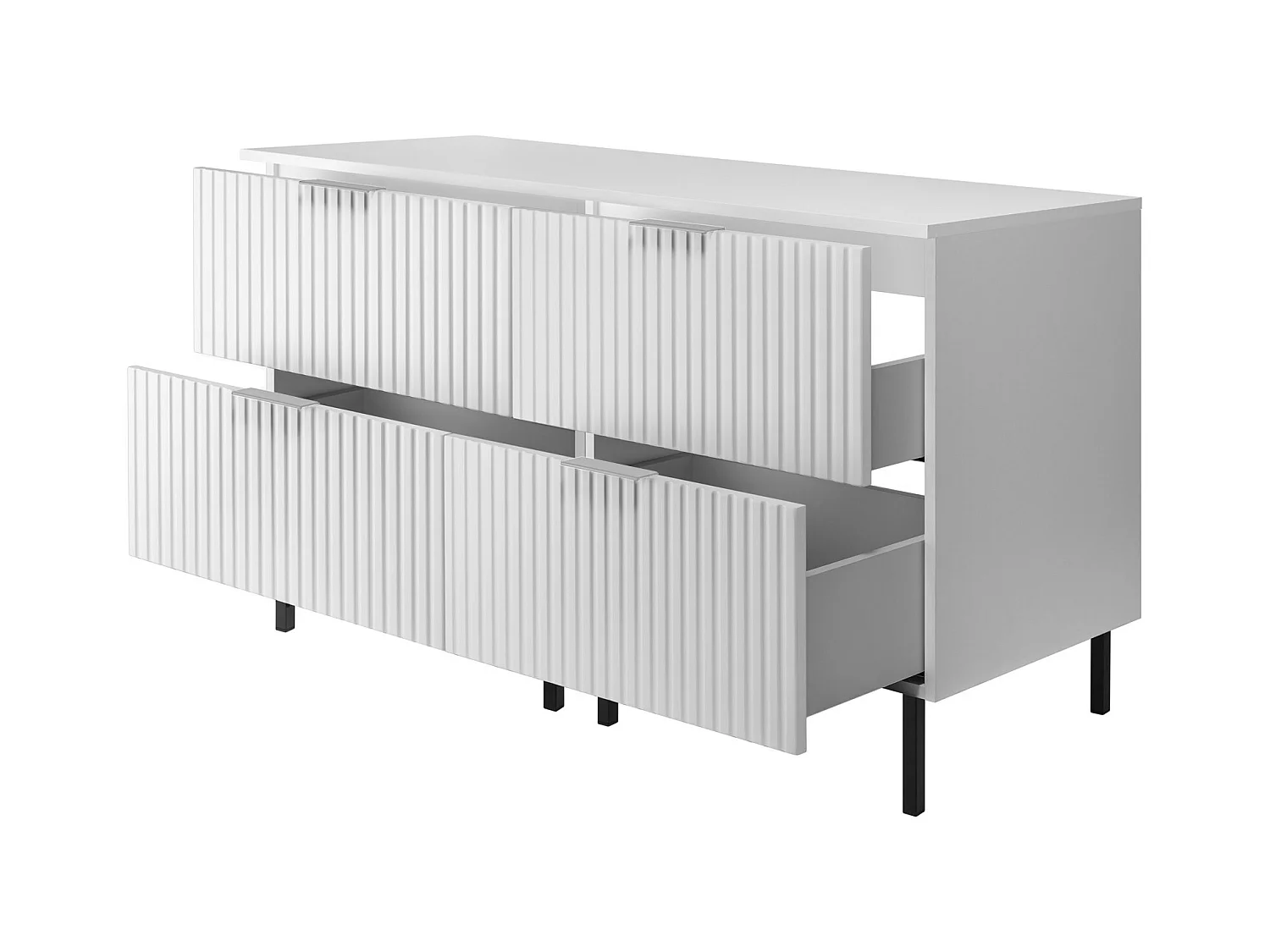 Meuble vasque, Blanc, 120 (2 x 60) x 77 x 46 cm, poignée argentée, pieds noirs + Plan de travail