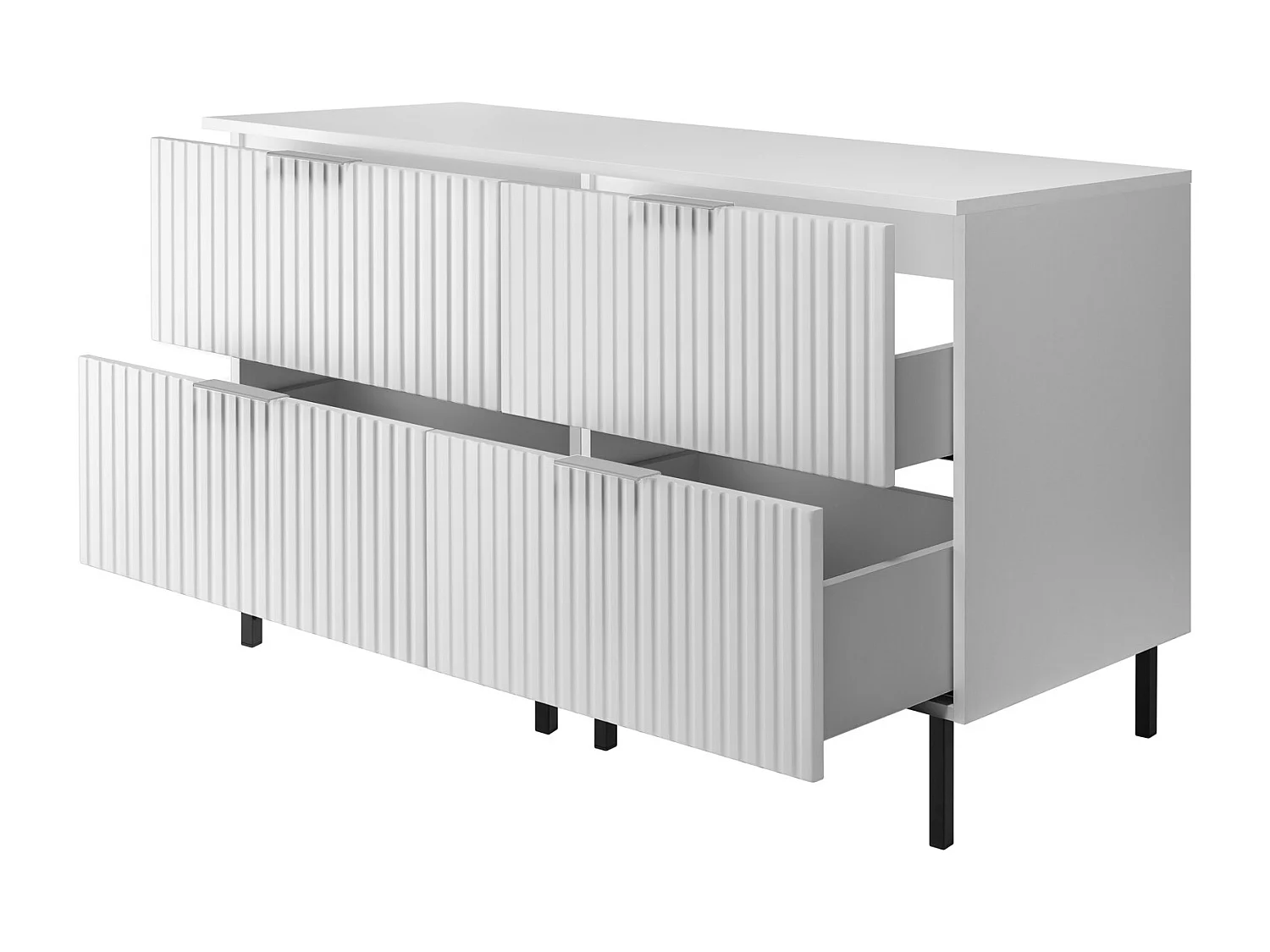 Meuble vasque, Blanc, 120 (2 x 60) x 77 x 46 cm, poignée argentée, pieds noirs + Plan de travail