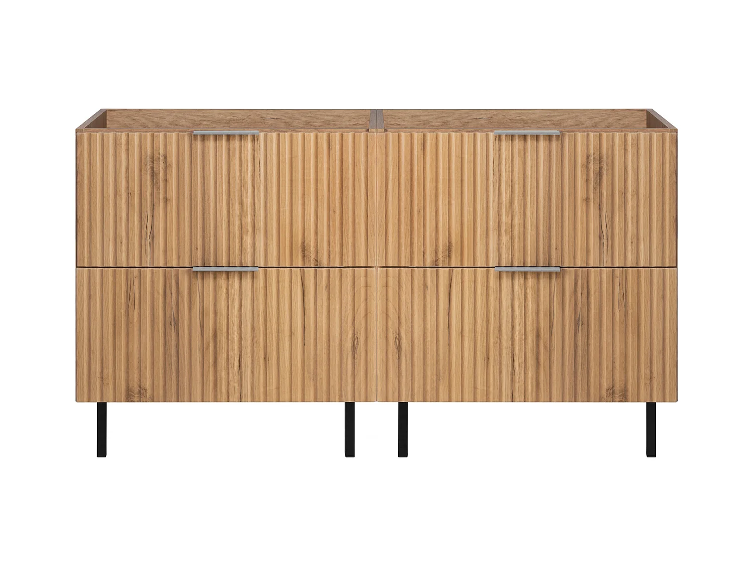 Móvel de toucador, Carvalho Craft, 120 (2 x 60) x 77 x 46 cm, puxador prateado, pernas pretas, sem bancada