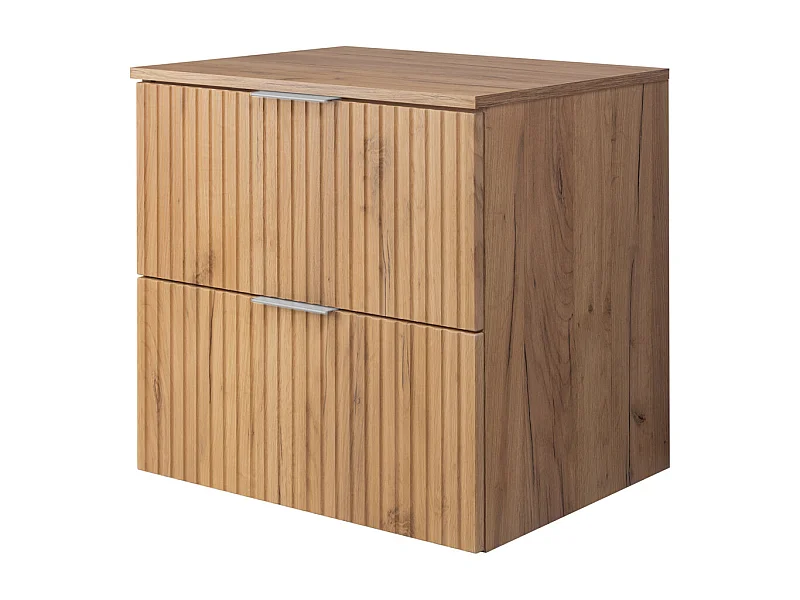 Wastafelmeubel, Eik Craft, 60 x 57 x 46 cm, zilveren handgreep + Blad